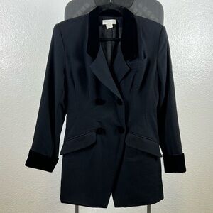 Lew Magram Women’s Black Blazer with 100% Wool Trim Black Jacket Size 8